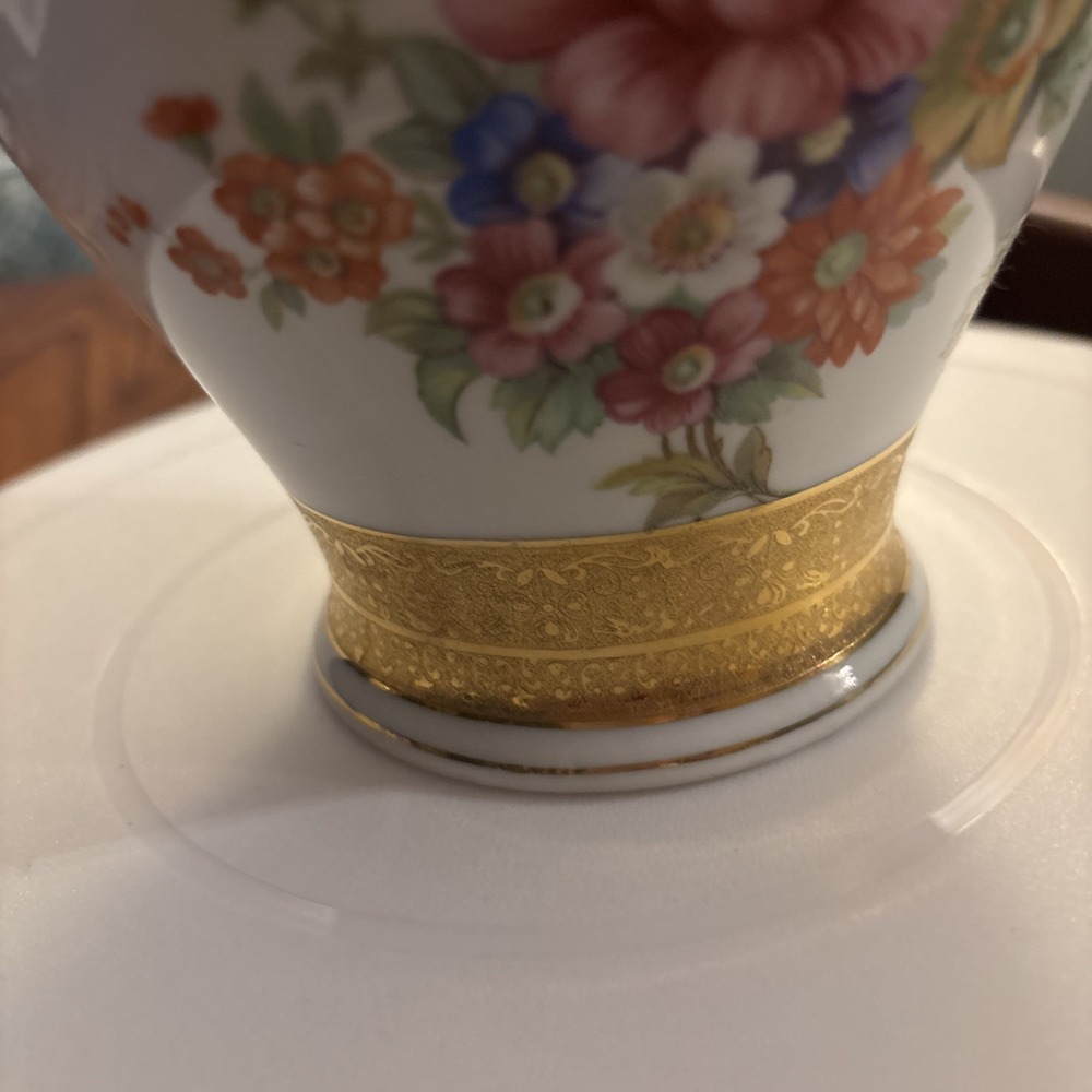 Vintage Apulum Alba luia Romainian Porcelain Vase Dresden Floral Gold Trim 1970 - Picture 11 of 13